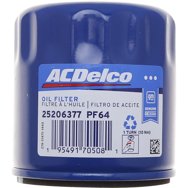 Filtre à huile ACDelco PF64 (GM 12696048) – Corvette C7 et C8, Camaro Gen 6